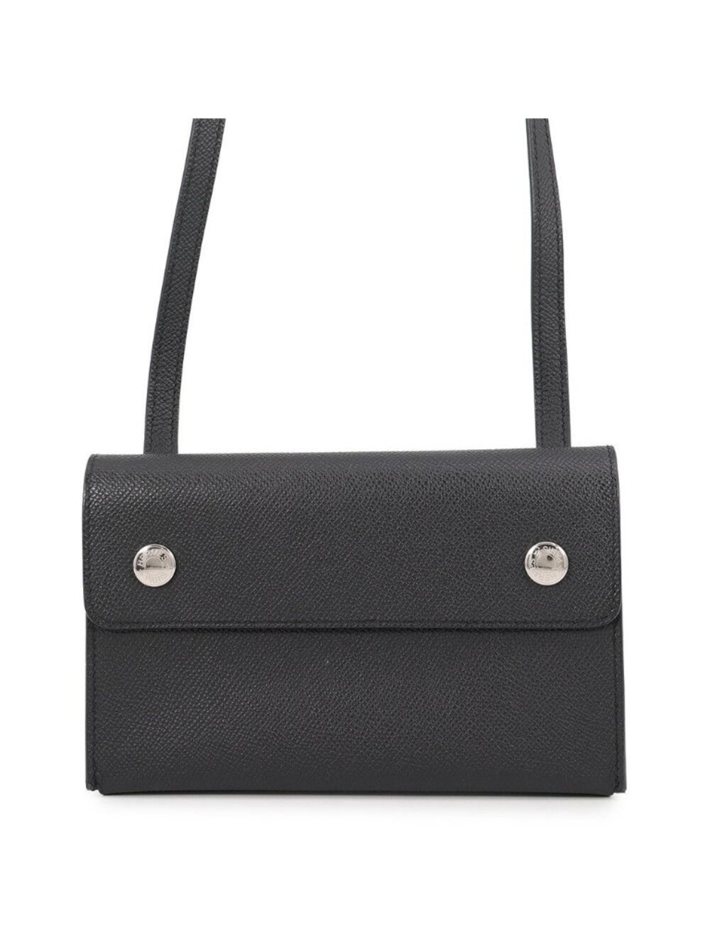 Hermes Wallet on Chain Nappe to Go Black Silver Epsom Shoulder Bag